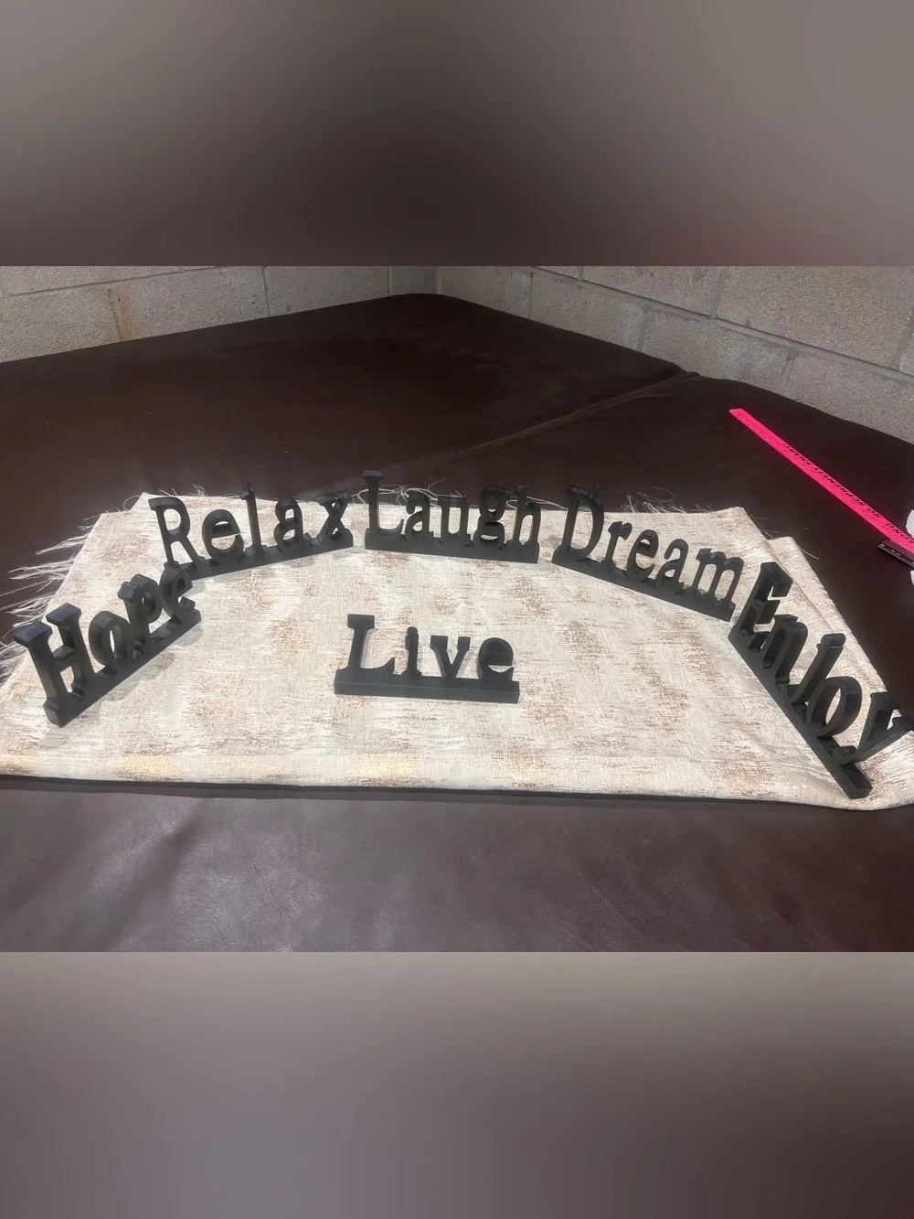 Black 'Relax Laugh Dream Enjoy Live Hope' Decorative Word Set